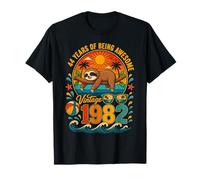 44th Birthday Retro Sloth Tropical Vintage 1982 44 Years Old Camiseta