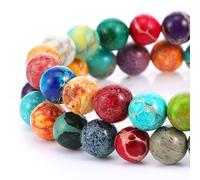 45-47 Piezas Cuentas de Jaspe Azul Púrpura Abalorios de Piedras Preciosas Naturales de Sedimento Marino Real Perlas Manualidades de Piedra Redondas Coloridas de 8mm para la Fabricación de Joyas