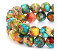 45-47 Piezas Cuentas de Jaspe Azul Púrpura Abalorios de Piedras Preciosas Naturales de Sedimento Marino Real Perlas Manualidades de Piedra Redondas Coloridas de 8mm para la Fabricación de Joyas