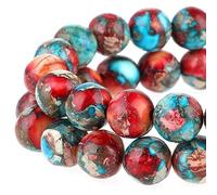 45-47 Piezas Cuentas de Jaspe Azul Púrpura Abalorios de Piedras Preciosas Naturales de Sedimento Marino Real Perlas Manualidades de Piedra Redondas Coloridas de 8mm para la Fabricación de Joyas