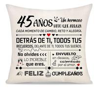 45 Años Cumpleaños Funda de Cojín Regalo para Mujer Hombre Mamá Papá Hija Hijo Hermana Hermano Amigas Amigos Tía Tío Regalos del Inspirador 45 Años Feliz Cumpleaños Regalos Funda de Almohada (45)