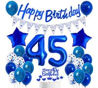45 Años Cumpleaños Hombre Azul Marino, Decoración 45 Años Cumpleaños Azul, Globos 45 Años Cumpleaños Azul, Decoración Fiesta 45 Años Hombre, Azul Globos 45 Años Cumpleaños Hombre Mujer