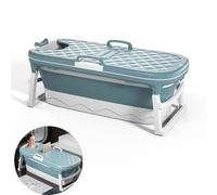 45" Bañera Plegable Adulto,Bañera Independiente Grande Y Gruesa De 54",bañera Portatil con Funda Térmica,Baño De Hielo De Entrenamiento con Agua Fría SPA(Blue,115CM)