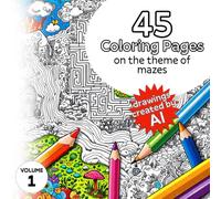 45 Coloring Pages on the theme of Mazes - Volume 1: Coloring for Adults and Children, Created by Artificial Intelligence