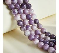 45 cuentas de lepidolita natural de 8 mm, cuentas redondas sueltas para hacer joyas