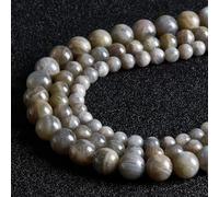 45 cuentas de piedras preciosas naturales de 8 mm, cuentas de labradorita gris, cuentas redondas sueltas para hacer joyas con cordón elástico de cristal