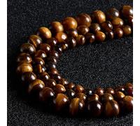 45 cuentas de piedras preciosas naturales de 8 mm, cuentas de ojo de tigre amarillo, cuentas redondas sueltas para hacer joyas con cordón elástico de cristal