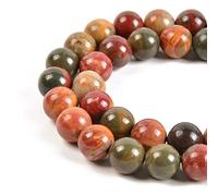 45 cuentas sueltas redondas de jaspe Picasso natural de 8 mm (jaspe Picasso, 45 cuentas de 8 mm)