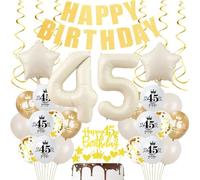 45 cumpleaños decoración beige decoración, Decoraciones Fiesta Oro Beige 45 Años Globos, Globos 45 años oro beige mujer hombre, mujer cumpleaños 45 decoración fiesta boho, Globos 45 decoración