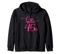 45 Cumpleaños Mujer Cuarenta y Cinco 45 Años Rosa Hello 45 Sudadera con Capucha