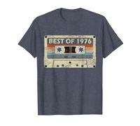 45 cumpleaños Regalo 45 años música Casete Best of 1976 Camiseta, Hombre, Azul Jaspeado, 4XL