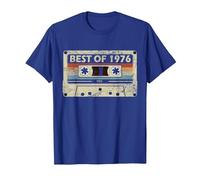 45 cumpleaños Regalo 45 años música Casete Best of 1976 Camiseta, Hombre, Azul Real, XL