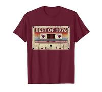 45 cumpleaños Regalo 45 años música Casete Best of 1976 Camiseta, Hombre, Granate, L