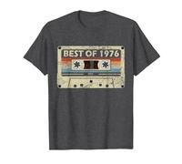 45 cumpleaños Regalo 45 años música Casete Best of 1976 Camiseta, Hombre, Jaspeado Oscuro, L