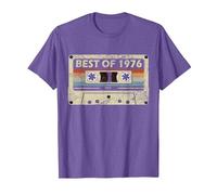 45 cumpleaños Regalo 45 años música Casete Best of 1976 Camiseta, Hombre, Morado Jaspeado, 3XL