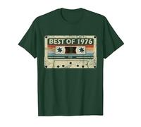 45 cumpleaños Regalo 45 años música Casete Best of 1976 Camiseta, Hombre, Verde Bosque, M