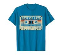 45 cumpleaños Regalo 45 años música Casete Best of 1976 Camiseta, Hombre, Zafiro, 3XL