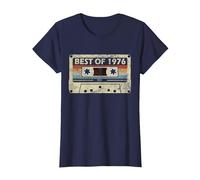 45 cumpleaños Regalo 45 años música Casete Best of 1976 Camiseta, Mujer, Azul Marino, S