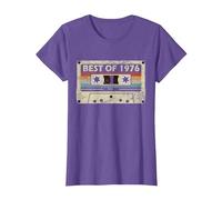 45 cumpleaños Regalo 45 años música Casete Best of 1976 Camiseta, Mujer, Morado Jaspeado, S