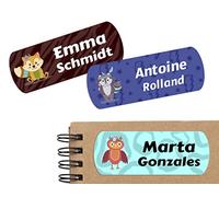 45 Etiquetas Adhesivas Personalizadas con Animales Simpáticos para marcar objetos, libros, fiambreras, etc. Medida 5 x 2 cm
