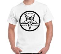 45 Grave Black Cross Punk Rock Music Retro T Shirt White