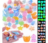 45 minianimales de resina marinos, 22 figuras marinas luminosas y 23 minifiguras de lago para jardín de hadas, paisaje, miniatura, accesorios para casa de muñecas, decoración de escondite