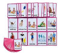 45 Pcs Daily Routines Cards- Learning Picture & Word Card Flashcards(English Word Learning Card & Pocket Size Flash Card for Children and Preschool),5.35x3.62in