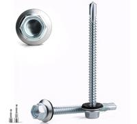 45 PCS Tornillos Autotaladrantes 4.8x55MM Tornillos Roscachapas 2pcs M8 Vaso Taladro Tornillo Panel Sandwich Tornillos Autorroscantes Metal para Panel Sandwich Tejado Chapas Metalicas Aluminio Plata