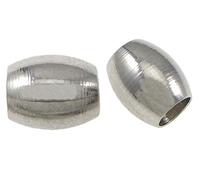 45 piezas de acero inoxidable Spacer perlas de 5 mm ovaladas grandes agujero 2,5 mm para cuero de cuero, perlas de metal, perlas intermedias, perlas de joyería, perlas para manualidades