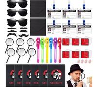 45 Piezas Kit Espía Juego Detective con Boligrafo Tinta Invisible, Cuaderno Lupa, Gafas Agente Secreto,Detective Tarjetas de Identificación, Regalo de cumpleaños Set de Fiesta de Detectives