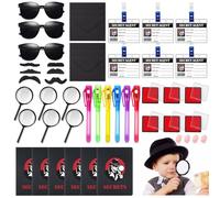45 Piezas Kit Espía Juego Detective para Niños con Boligrafo Tinta Invisible, Cuaderno Lupa, Gafas Agente Secreto,Detective Tarjetas de Identificación, para Juego Detective Niños Detective