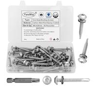 45 Piezas Tornillos Autorroscantes M5,5x50 mm, Tornillos Roscachapas con Arandela EPDM,Tornillos Autoperforantes de Cabeza Redonda Epoxi con 1 T30 bit para Metal Panel Sandwich Tejado Chapas (Plata)