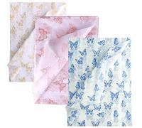 45 Uds. Hojas de Papel de Seda de Mariposa, 35x50cm Oro & Oro Rosa & Azul Papel de Seda para Envolver Embalaje para Navidad Boda Fiesta de Cumpleaños Baby Showers Bricolaje Artes (Fondo Blanco)