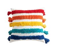 45 x 45 cm arco iris multicolor rayas tufted throw cojín para vivienda marruecos franja cuatras borlas sofá hogar decolan C cojín de refrigeración