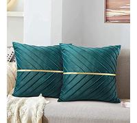 45 x 45 Fundas de Cojín Verde Personalizadas Fundas de Almohada Decorativas Suaves de Terciopelo Azulado de 18 x 18 Pulgada para Silla de Comedor Asiento Sala de Estar Dormitorio Cama Juego de 2