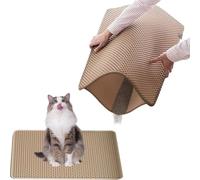45 x 60 cm Alfombra Gatos Arenero Cuadrada Doble Capa Alfombra Arenero Gato diseño de control de basura Alfombrilla Recoge Arena Cat Litter Mat Antideslizante para Control de Esparcimiento (Beige)