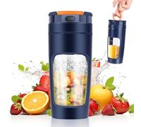 450 ML Batidora portátil, Mini Licuadora, Minibatidora con Cuchilla de Acero Inoxidable de 6 Puntas, Batidora Multifunción, taza de exprimidor recargable por USB para hogar/oficina/exteriores (Azul)