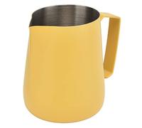 450ML Jarra para espumar leche, taza para espumar leche, jarra de acero inoxidable, jarra humeante con boquilla puntiaguda, accesorios para máquina de café capuchino para cafetería (Amarilla)