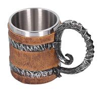 450ml Taza De Cerveza Estilo Vikingo De Madera, Taza Con Mango De Hierro De Imitación De Acero Inoxidable, Taza De Cerveza Con Forma De Barril De Roble, Accesorios Para Fiestas, Decoraciones Para El