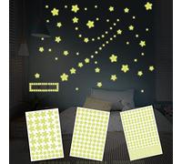 452 pegatinas de estrella que brillan en la oscuridad, hermosas pegatinas de pared de estrella, pegatinas adhesivas de estrella luminosa DIY para dormitorio de niños, decoración de sala de estar