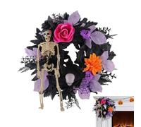 45cm Creepy Halloween Skeleton Front Door Wreath Decor