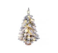 45cm Mini Flocked Pre-Lit Christmas Tree with Lights, Small Nordic Snow Tree for Table & Desk Holiday Home Office Decor
