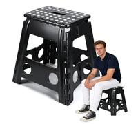 45cm Taburete Plegable Portátil para Niños y Adultos,Banco Plegable Multifunción,Escalón de Paso Seguro y Resistente,Ahorro de Espacio para Cocina,Baño,Jardín y Camping,Negro