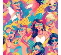45cm x 1000cm Caricaturas modernas de chicas de moda Papel pintado autoadhesivo desprendible Chicas de dibujos animados Papel de contacto autoadhesivo para la decoración del salón y el dormitorio