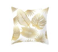 45Cm X 45Cm Funda Cojines Sofa Hojas Doradas Paquete De 2 Fundas De Cojín con Cierre Fundas Almohada Microfibra Suave Y Cómodo