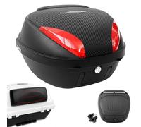 45L Baúl de Moto,Maletín para Moto,Top Case Moto Equipaje Caja de Moto Maleta Casco para Motocicleta Scooter,Baúl Moto con Placa y Respaldo - Negro(Red)