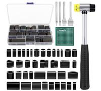 45Piezas artesanía de cuero conjunto de herramientas de perforación,39 Piezas Perforadoras de Agujeros,con 4PCS espaciamiento herramienta de perforación, 1 martillo y 1 estera para la artesanía