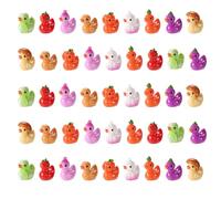 45pzs Mini Patos Resina, Lindos Patitos Verduras Figuras Miniatura Diseño Calabaza-Cebolla-Tomate-Seta-Zanahoria para Jardín Manualidades Decoración Pasteles Paisaje Micro Premios
