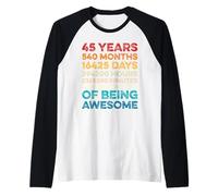45th Birthday 45 Years of Being Awesome Vintage 45 Years Old Camiseta Manga Raglan