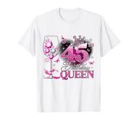 45th Birthday Queen Pink Wine 45 Years Old Women Girls Camiseta